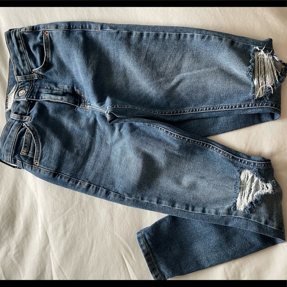 Topshop Jaime Jean Washed Blue Ripped Knee, Size 25W x 30L